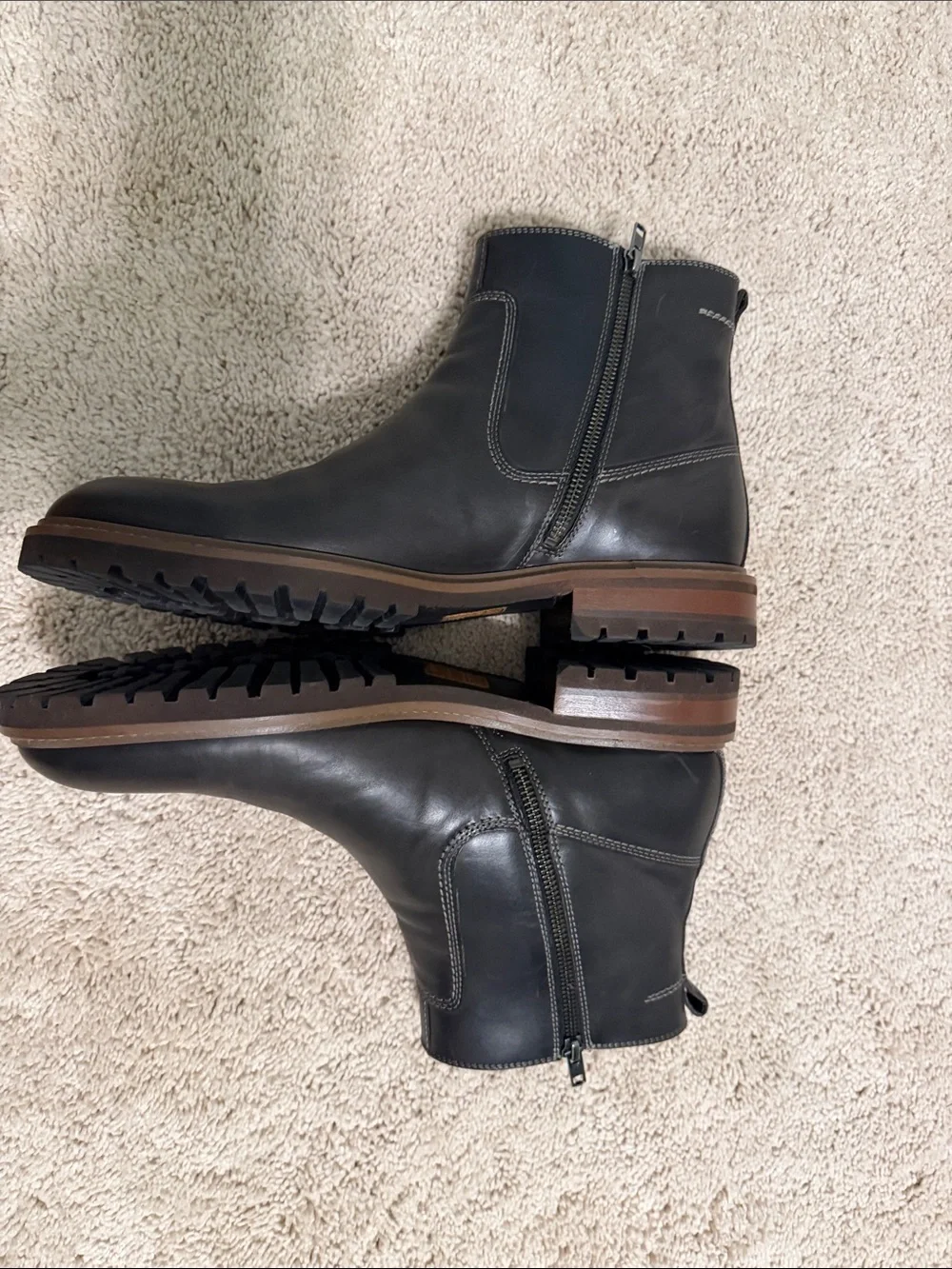 Johnston & Murphy Chocolate Brown Leather Chelsea Zip Boots-NEVER WORN